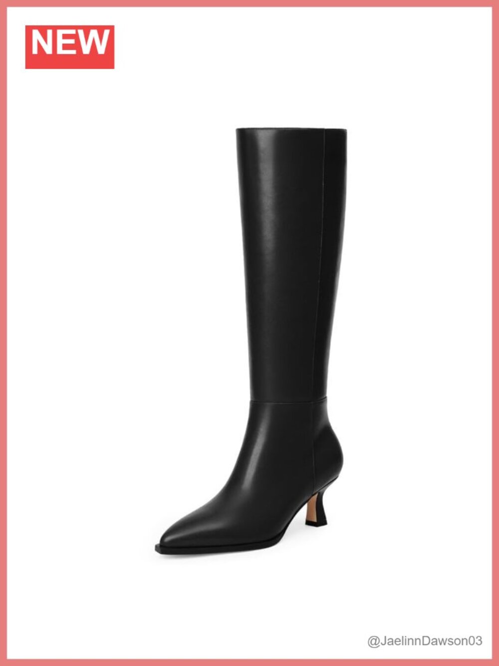 Knee High Boots Kitten Heel Pointed Toe Zip Faux Leather Women's